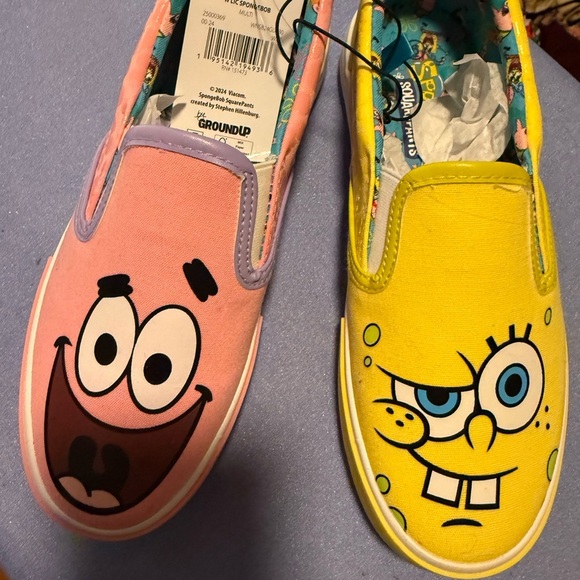 NWT SpongeBob Squarepants Pink and Yellow Cartoon Sneakers - Picture 5 of 9
